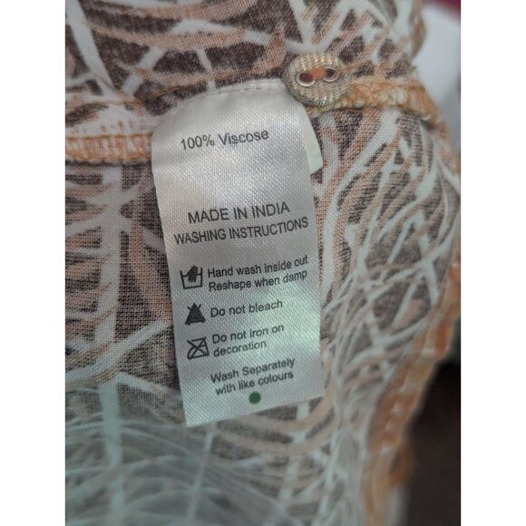 All About You L Rust Orange Tan Geometric Tiered Midi Dress - Picture 4 of 6